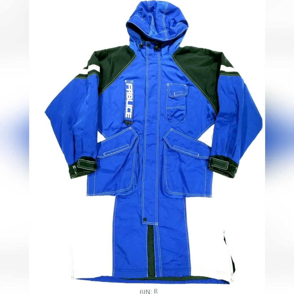 Fablice Vintage Freestyle Team Men's L Jacket Coat Hooded Blue/Black/White :R